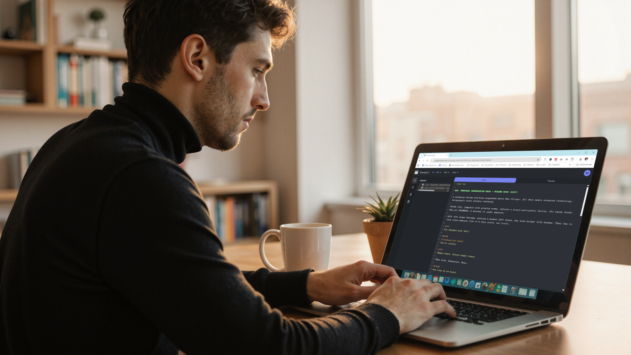 Screenwriter working on Script Fountain